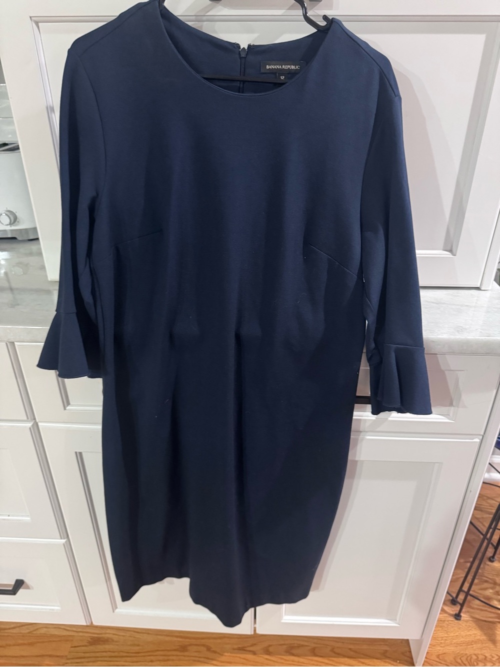 Banana Republic Dark Navy Long Sleeve Dress with Ruffle Sleeves